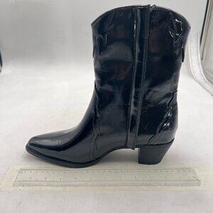 Women's Cowboy Boots Pointed Toe Chunky Heel Pull-On Stitched Western Ankle Boot